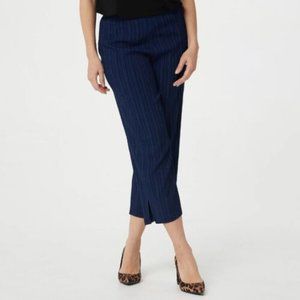NWT DENNIS BASSO TEXTURED WOVEN PULL-ON CROP PANTS NAVY XXS‎